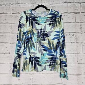 Hang Ten UV Protection Tropical Long Sleeve Rashguard Multicolor Size Large